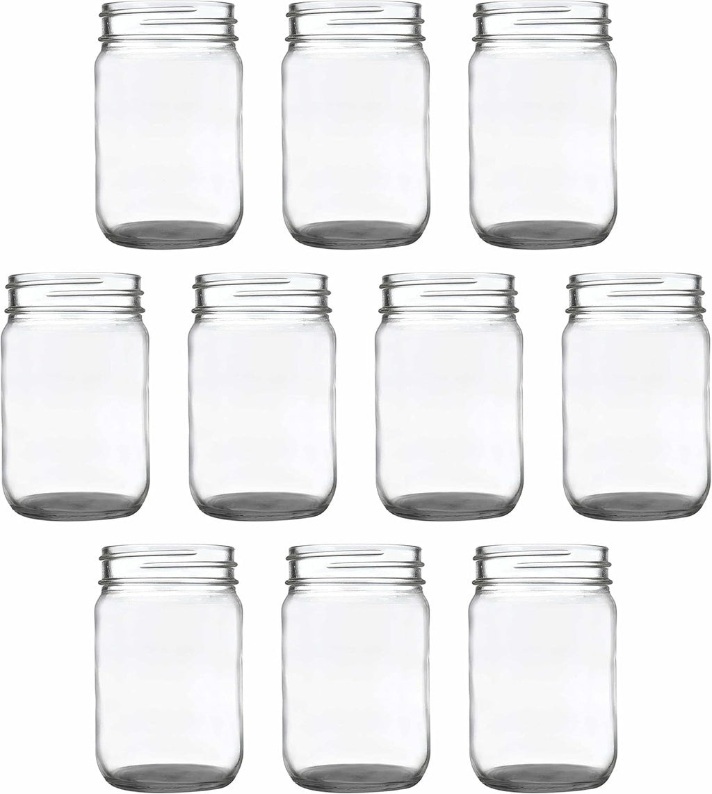 DISCOUNT PROMOS Decorating Mason Jars 12 oz. Set of 10, Bulk Pack - Glass Jars for Overnight Oats, Candies, Fruits, Pickles, Spices, Beverages - Black