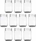 DISCOUNT PROMOS Decorating Mason Jars 12 oz. Set of 10, Bulk Pack - Glass Jars for Overnight Oats, Candies, Fruits, Pickles, Spices, Beverages - Black