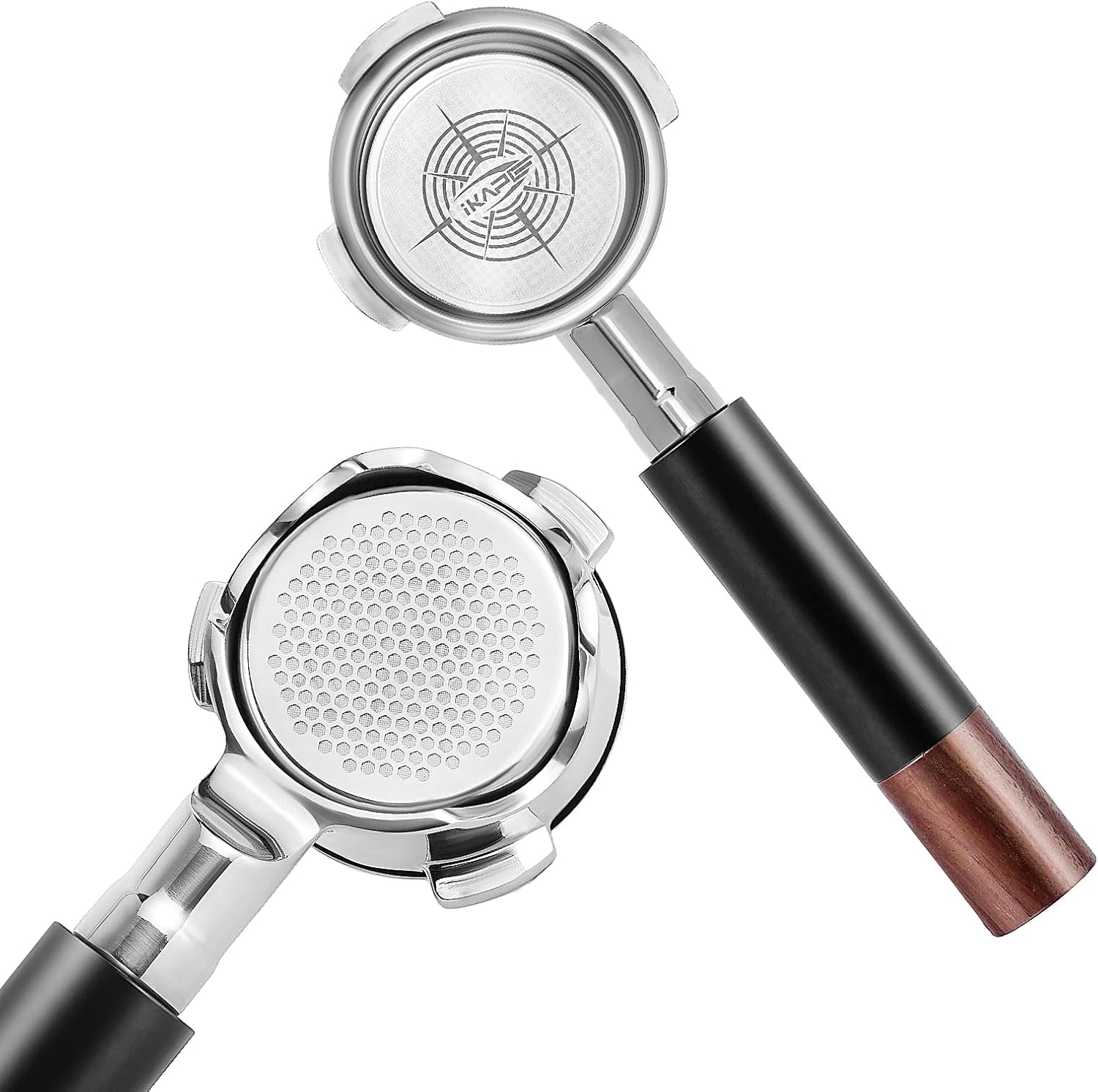 IKAPE 54MM Bottomless Naked Portafilter for Breville BES870/880 & Solis – Includes 18g Basket (Bambino Plus Not Supported)