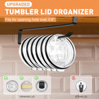 Tumbler Lid Organizer, 2 Pack Coffee Mug Holder for Yeti Tumbler Lid, Space Saving Mug Hanger Rack Holds Up to 12 Lids, Cup Holder Under Cabinet, Water Bottle Lid Holders for Kitchen Storage