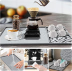 Silicone Coffee Bar Mat 24''x16'' Non-Slip Coffee Maker Mat, Heat-resistant Silicone Mat Detachable Dish Drying Mats for Kitchen Countertops, Waterproof Under Pad (Grey, 24''x16'')