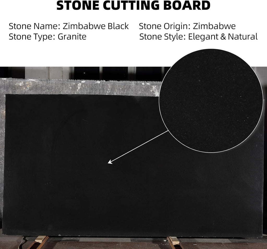 Koville African Natural Marble Cutting Board for Kitchen, 11inch Round Hand Crafted Marble Slab for Cheese, Charcuterie, Pastry Board - Wedding Gift, House Warming Gift(Zimbabwe Black)