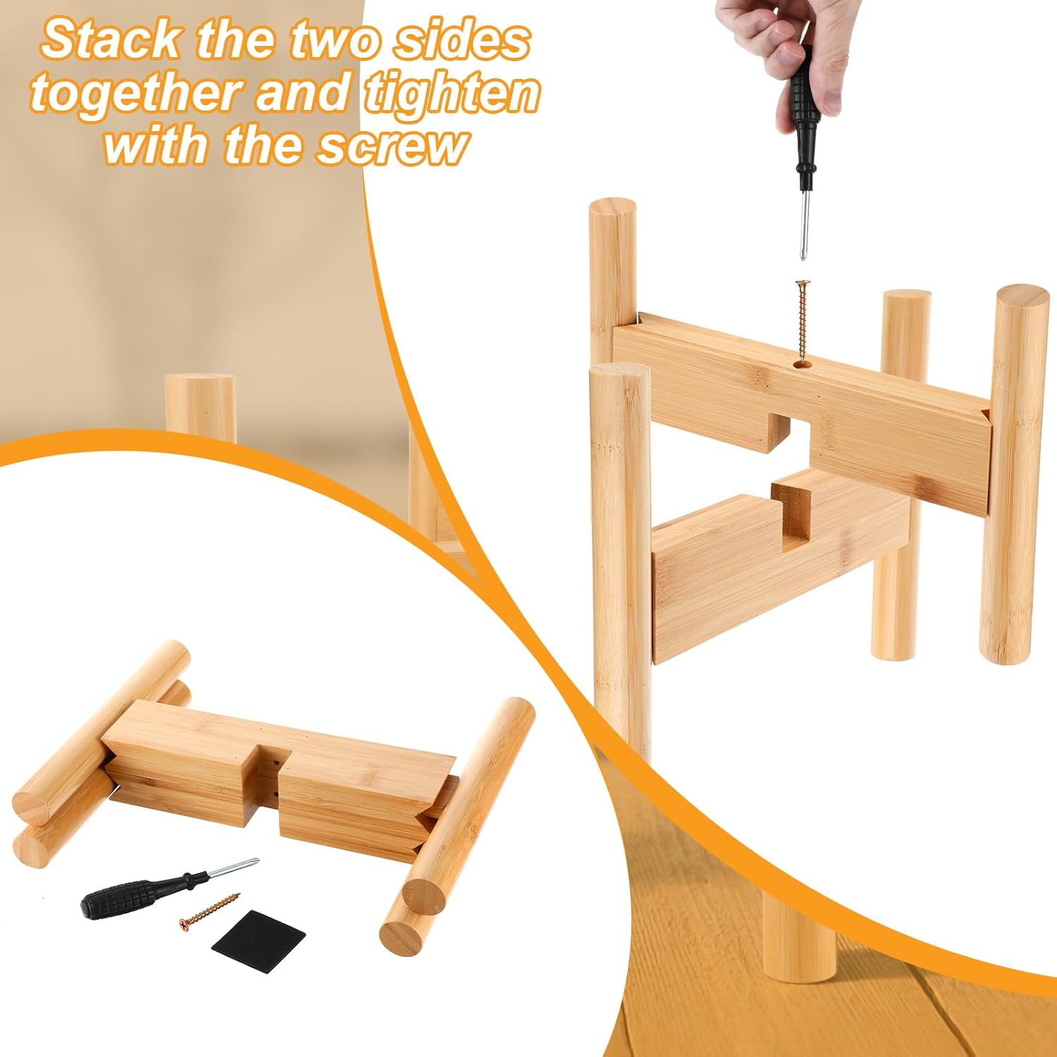 Bamboo Drink Dispenser Stand Adjustable Sideways to Fit 8-11 Inch Glass and Plastic Water Dispensers, Water Dispenser Holder for 1-2 Gallons Drinks Beverages Lemonades and Juices Jug Container