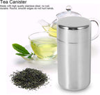Tea Canister, Double Seal Stainless Steel Tea Tin Canister with Airtight Double Lids for Loose Tea Coffee Candy Herbs and Spices Storage(l)