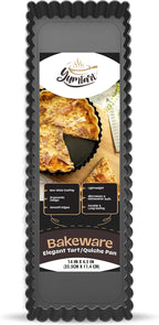 14 Inch Rectangular Tart Pan with Removable Bottom - Non-Stick, Deep Fluted for Tarts, Quiches, and Pies