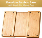 Umilife Extra Large Expandable Kitchen Siverware Utensils Drawer Organizer, 19" Deep for Big Drawer, Adjustable Bamboo Wood Drawer Divider with Curved Grooves, Cutlery Tray Flatware Holder