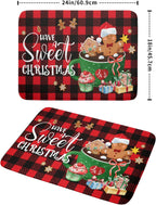 Giwawa Gingerbread Man Dish Drying Mat Large 18x24inch Have A Sweet Christmas Red Black Buffalo Plaids Dish Drainer Mats Winter Hot Cocoa Cookies Fast Drying Dish Drying Pad for Kitchen Counter