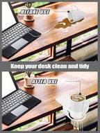 Kalolary 2PCS New Drinking Cup Holder Clip with Groove Table Bottle Cup Stand DIY Glass Cup Clamp Storage Saucer Clip Water Coffee Mug Holder Saucer Clip for Home Desk, White