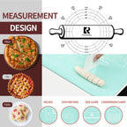 Silicone Baking Mat 20"L x 28"W, Extra Thick Dough Rolling Pad with Measurements and Edge Heightening, Non-stick Food Grade Silicone Pastry Mat for Pastry, Bread, Cookies