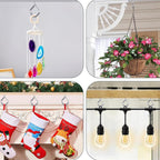 50 PCS Sliver Eye Screw Hooks for Hanging Heavy Duty with Safety Buckle.Metal Ceiling Hooks for Hanging Plants Cup Wind Chime Bird Feeders Patio Lights at Indoor&Outdoor