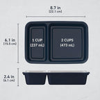 Bentgo Prep - 20-Piece 2-Compartment Reusable Meal Prep Containers with Lids, PFAS & BPA Free Materials, Durable, Microwave, Freezer, & Dishwasher Safe To Go Food Storage (Navy Blue)