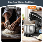 6-Speed Electric Stand Mixer with 5.3 Quart Stainless Steel Bowl, Kitchen Mixer Tilt-Head Design – Includes Dough Hook, Whisk & Beater-Great for Baking Bread, Cakes, Cookies