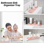 Silicone Kitchen Sink Organizer Tray for Multiple Usage,Easy Clean,Eco-Friendly Sponges Holder for Kitchen Bathroom Counter or Sink,Dish Soap Dispenser,Scrubber,Bottle,Cup Pink 12" x 4”
