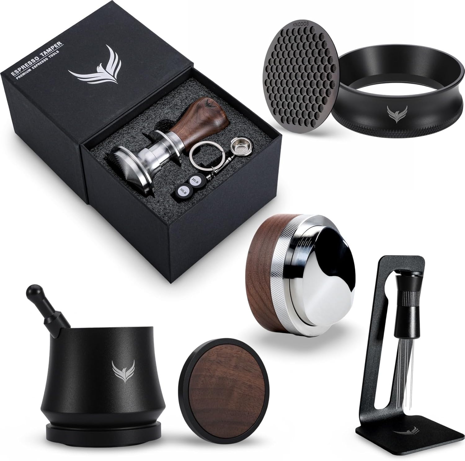 Espresso Machine Accessories 58mm Barista Tools Includes Blind Coffee Shaker, Calibrated Tamper, Coffee Distributor, Portafilter Funnel, Puck Screen and WDT Espresso Stirrer