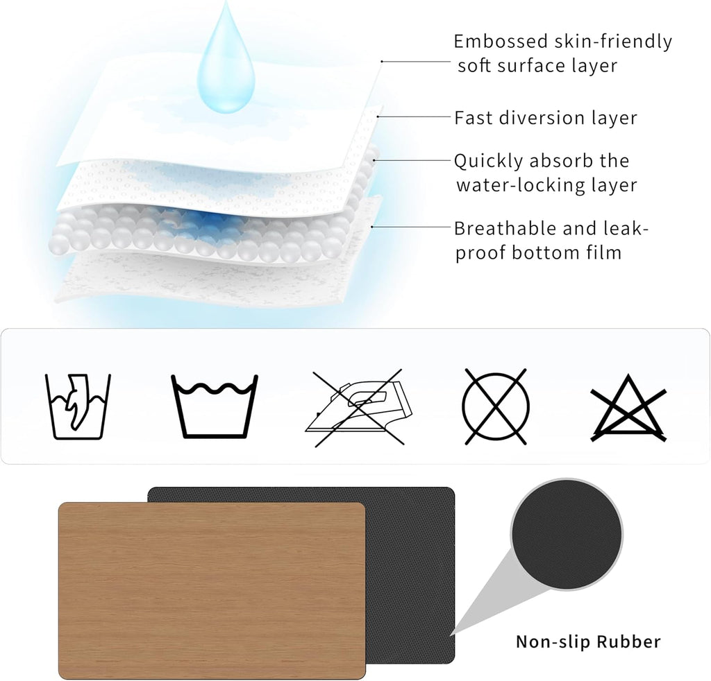 Dish Drying Mat Coffee Mat - Coffee Bar Accessories Absorbent Mat Dish Drying Mats for Kitchen Counter Sink Under Coffee Maker Espresso Machine Pot Cup Holder Easy Clean Kitchen Dish Mat 19"x12", Wood