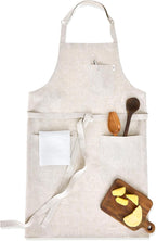 Solino Home Linen Kitchen Apron for Men & Women - Light Natural Bib Apron with Front Pockets - Handcrafted from European Flax