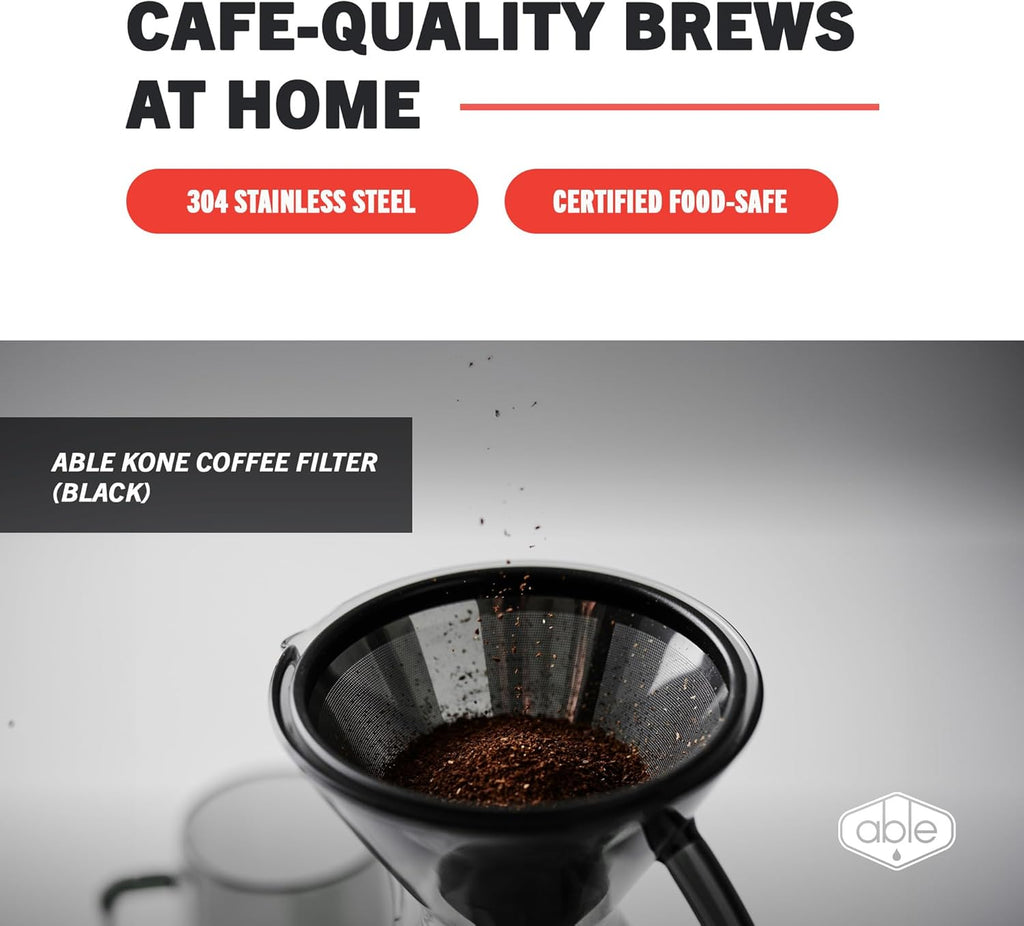 Able KONE for Chemex: The Original Reusable Black Titanium Coffee Filter