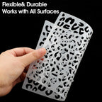 Zonon 4 Pieces Leopard Skin Stencil Reusable Cheetah Paint Stencil Template for Scrapbooking Fabric Drawing Tracing DIY Cake Furniture Wallpaper Floor Decor(5.9 x 8.3 Inch)