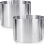 Hushee Cake Mold 15 cm High, 6 to 12'' Adjustable Ring Cake Baking Supplies Rings Round Stainless Steel Decorating Bakeware Tools with Scaling for Mousse Baking Dessert Making(2 Pcs,15 cm)