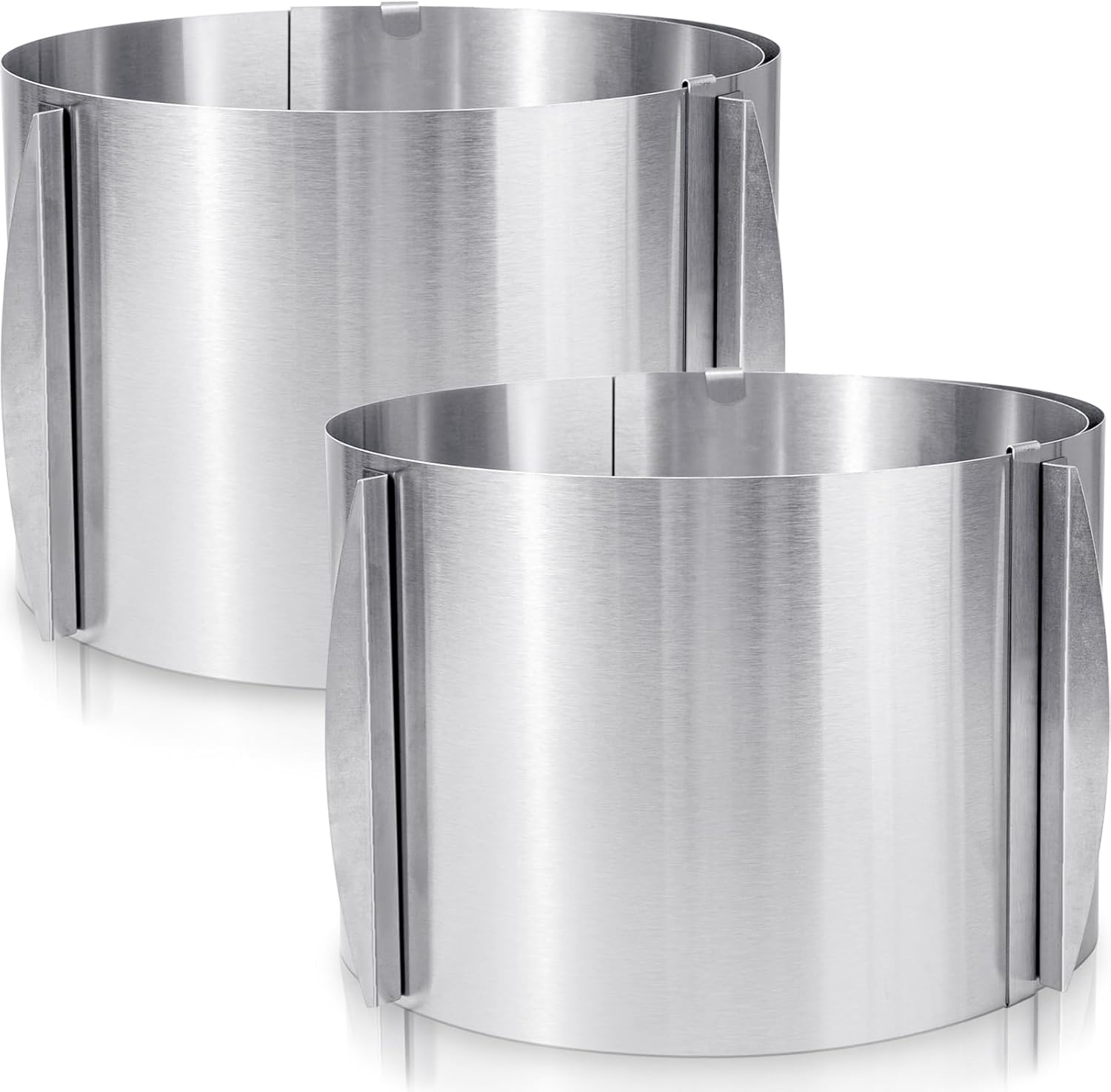 Hushee Cake Mold 15 cm High, 6 to 12'' Adjustable Ring Cake Baking Supplies Rings Round Stainless Steel Decorating Bakeware Tools with Scaling for Mousse Baking Dessert Making(2 Pcs,15 cm)