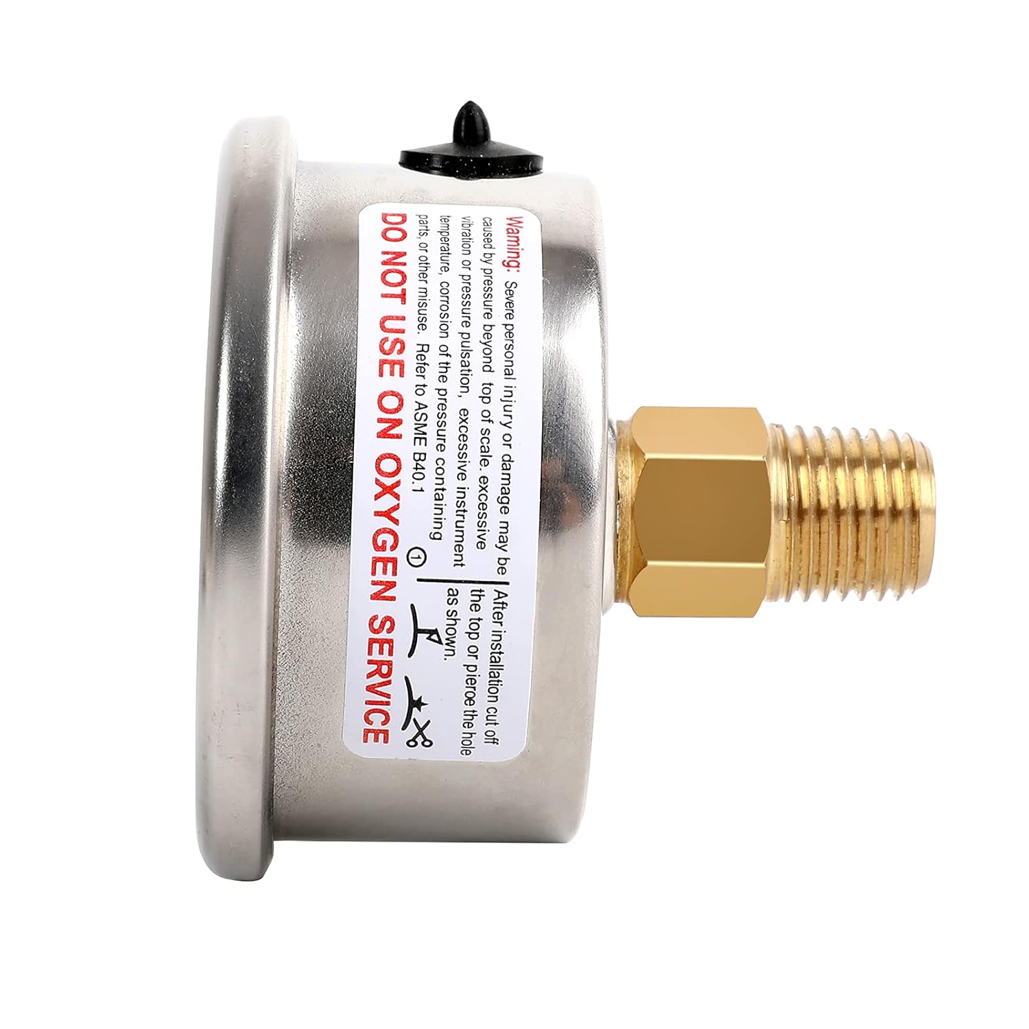 Glycerin Filled Vacuum Pressure Gauge -30HG/30PSI, 2-1/2" Clear dial Vacuum Gauge,1/4" NPT Back Connection, Stainless Steel Case, Brass Movement, Dual Scales