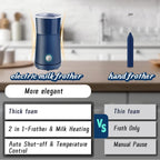 Simple Milk Frother, 2 in 1 Milk Steamer and Frother, Electric Milk Steamer, Milk Warmer and Hot Milk Foam Maker for Latter, Macchiato, Cappuccinos (Blue)