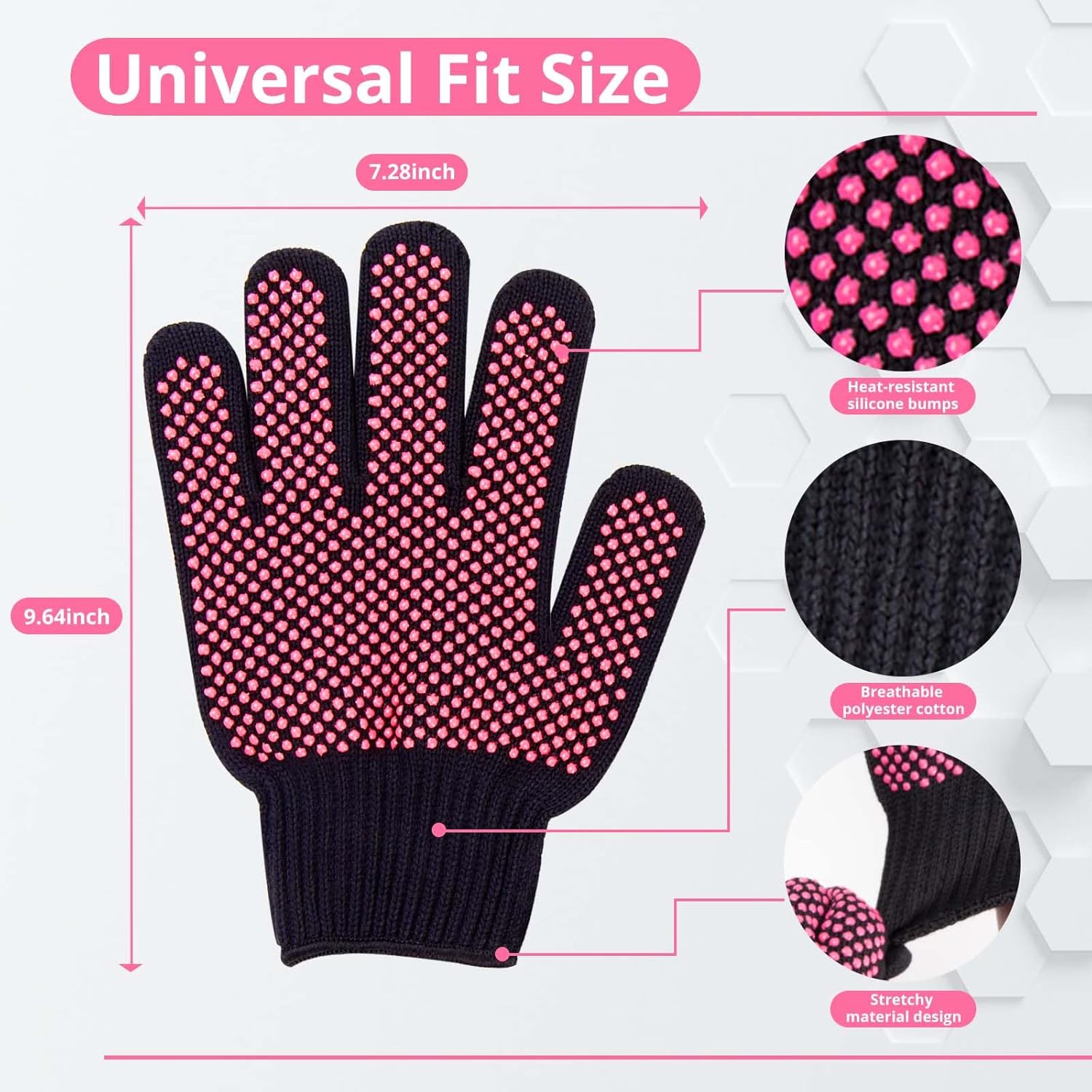 HTVRONT Heat Resistant Gloves for Sublimation - 2Pcs Heat Gloves for Sublimation, Hair Styling, Flat Iron - Thicker and Plus Size, Heat Resistant Work Gloves for Women, Universal Fit - (Plus Size)