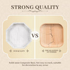 Wooden Decorative Tray, Small Serving Tray with Wood Bead, Farmhouse Big Tray for Ottoman, Countertop, Coffee Tabl, 13" x 13"x 1.6" (Retro White)