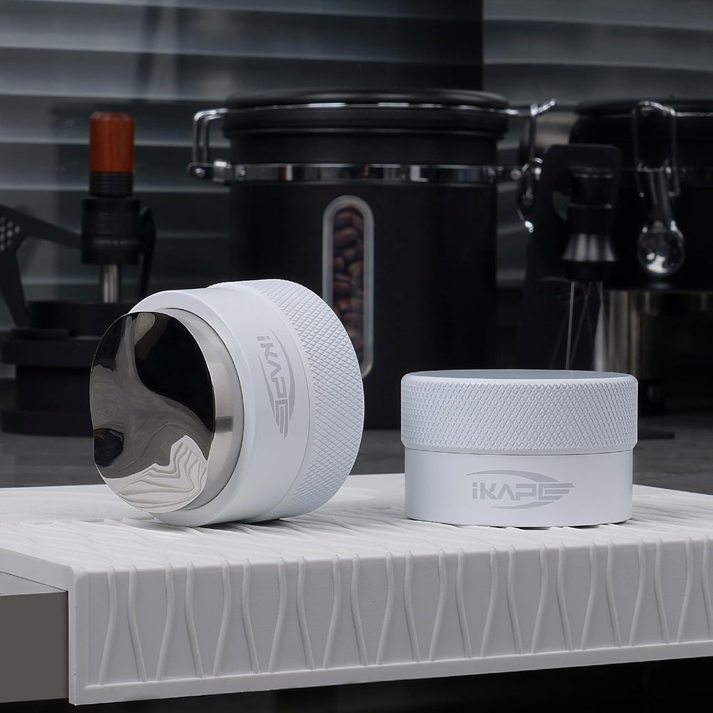 IKAPE 51MM Coffee Distributor, Gravity Adaptive Espresso Distributor Fits All 51MM Espresso Portafilter, Compatible with 51MM Delonghi Bottomless Portafilter (White)