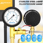MEANLIN MEASURE 0~100Psi Stainless Steel Liquid Filled Pressure Gauge 1/4" NPT 2.5" FACE DIAL with Rubber Protective Sleeve, Lower Mount