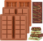 Dubai Chocolate Molds 1 Inch Deep, Silicone Chocolate Bar Mold – Non-Stick, Flexible, Large and Thick Homemade Chocolates, Candies, and Desserts - Set of 3