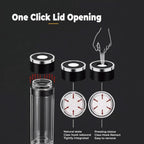 Glass Water Bottle Fits in Car Cup Holder, 14 oz Double Wall Borosilicate Glass Tea Infuser Bottle, One Handed One Key Lid Opening, for Car, Home, Office