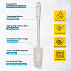 2-Pack Vovoly Silicone Jar Spatulas, Small Seamless Design Rubber Scraper with Stainless Steel Core, Heat Resistant and Non-Stick Mini Spatula for Jars and Blenders, BPA Free,11 IN, Khaki