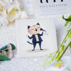 Ceramic Coasters Set of 4 – Square Drink Coasters with Cork Backing, 3.9x3.9 Inches – Decorative Printed Designs for Home, Office, or Gift Use (Musical Cats)