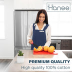 HANEE Cotton Aprons for Women and Men | Cross-Back Apron with Pockets
