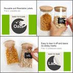 Glass Food Storage Containers Jars with Airtight Bamboo Lid 20 oz 9 pcs, 590 ml Pantry Organization Jar, Glass Terrarium with Lid, Spice, Flour and Sugar Container, Canister Set for Kitchen Counter
