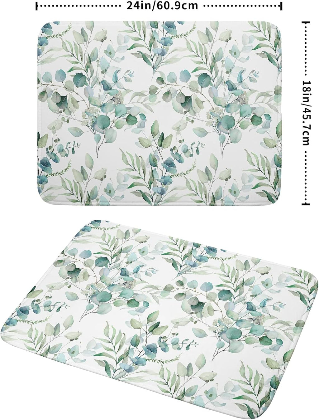 Sage Green Leaves Dish Drying Mats for Kitchen Counter 18x24 Inch, Leaves Kitchen Drying Mat,Watercolor Herbs Dishes Pad Dish Drainer Rack Mats Absorbent Fast Dry Kitchen Accessories