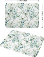 Sage Green Leaves Dish Drying Mats for Kitchen Counter 18x24 Inch, Leaves Kitchen Drying Mat,Watercolor Herbs Dishes Pad Dish Drainer Rack Mats Absorbent Fast Dry Kitchen Accessories