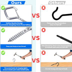 100 PCS Silver Eye Screw Hooks for Hanging Heavy Duty with Safety Buckle.Metal Ceiling Hooks for Hanging Plants Cup Wind Chime Bird Feeders Patio Lights at Indoor&Outdoor