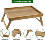 VaeFae Acacia Bed Table Tray, Wooden Breakfast Tray with Folding Legs, Bed Tray for Eating and Laptop, Eating Trays for Bedroom, (2 Pack)