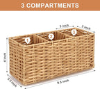 Ayiaren Wicker Flatware Silverware Caddy Cutlery Holder Kitchen Silverware Organizer Storage for Countertop Small Utensil Holders Party Table Spoon Knives Fork Holder Flatware Utensils Caddy Basket