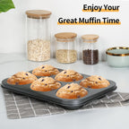 Jumbo Muffin Pan 6-Cups Cupcake Pan, Premium Large Muffin Tin for Baking, Non-Stick and Thickened Carbon Steel Jumbo Cupcake