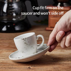 SIDUCAL Espresso Cups Set of 6,2 Ounce Ceramic Coffee Cups with Saucers,Porcelain Double Espresso Shot Cup Set,Gift Box for Boyfriend Gift(White)