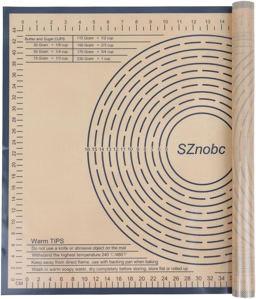Silicone Pastry Mat 28X20 Inches Baking Mat with Measurement, Perfect for Dough, Pastry, Cookies, Pie Crust, Fondant, Bread, Sourdough, Pasta, Pizza, Kitchen Counter Mat