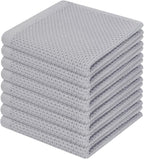 Homaxy 100% Cotton Waffle Weave Kitchen Dish Cloths, Ultra Soft Absorbent Quick Drying Dish Towels, 12 x 12 Inches, 8-Pack, Light Gray