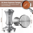 Espresso Tamper 53.3mm, YMWVH Premium Barista Espresso Coffee Tamper Silver with Dual Spring Loaded 100% Stainless Steel Ripple Base, Constant 30lb, Compatible with Breville 54mm Portafilter