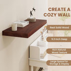 Fun Memories 9 Inch Deep Floating Shelves, Rustic Solid Wood Floating Shelf 16 Inch Long, 16 x 9 Wide Bathroom Shelves for Storage & Display, Red Brown