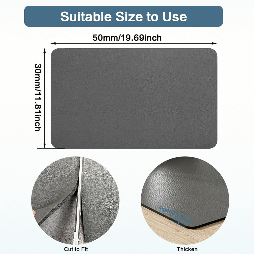 Coffee Mat 12''x19'', Dish Drying Mats for Kitchen Counter Absorbent Hide Stain Bar Mat Coffee Bar Accessories Anti Spill Mat Rubber Backed Fit Under Coffee Maker Espresso Machine Dish Rack (Gray)