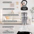 34oz tea bottle with infuser - Large Capacity Glass Water Bottle, With Time Mark, Stainless Steel Tea Strainer,Sleeve, BPA Free,For hot or cold drinks, coffee, tea and water