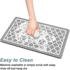 Rnivvi Coffee Mat, 12" x 19" Cute Coffee Bar Mats for Espresso Machine Station Accessories and Organizer, Hide Stain Rubber Backed Absorbent Dish Drying Pad for Kitchen Counter, Abstract Geometric